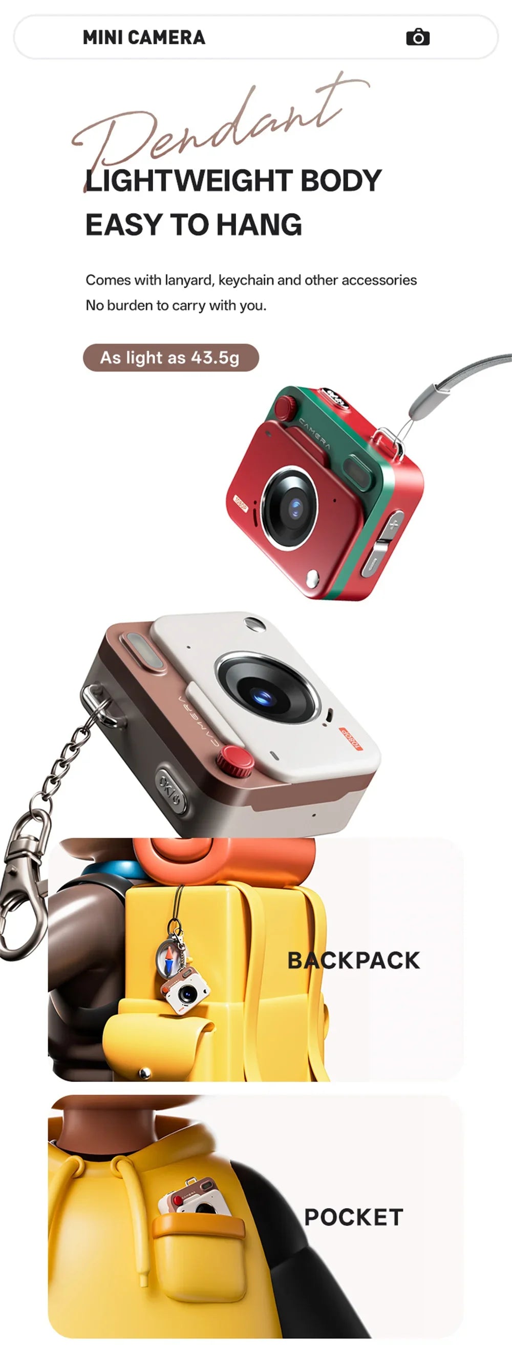 2025 New Thumb Pocket CCD Digital Camera HD Retro Mini Camera Portable Keychain Camera Outdoor Travel Photo Recorder Gift