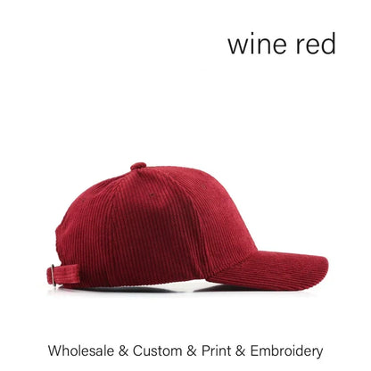 SLECKTON Custom Baseball Cap for Women and Men Fashion Design Brand LOGO Letter Embroidery Hats Corduroy Hats Unisex Wholesale