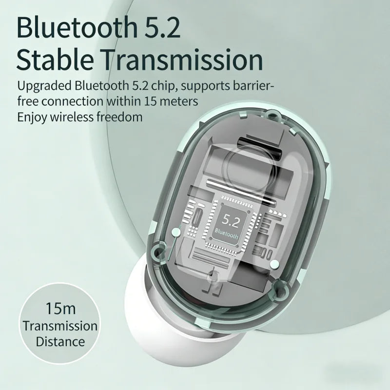 E6S Bluetooth 5.3 TWS Earbuds Noise Cancelling Wireless Headphones, HD Mic, Deep Bass, One-Step Pairing for Gaming & Calls