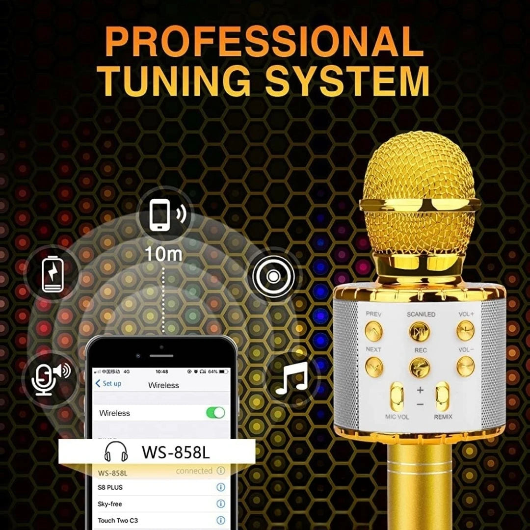 Wireless Bluetooth Karaoke Microphone with Built-in Speaker, Portable Singing Microphone for Kids Adults  with RGB Lights