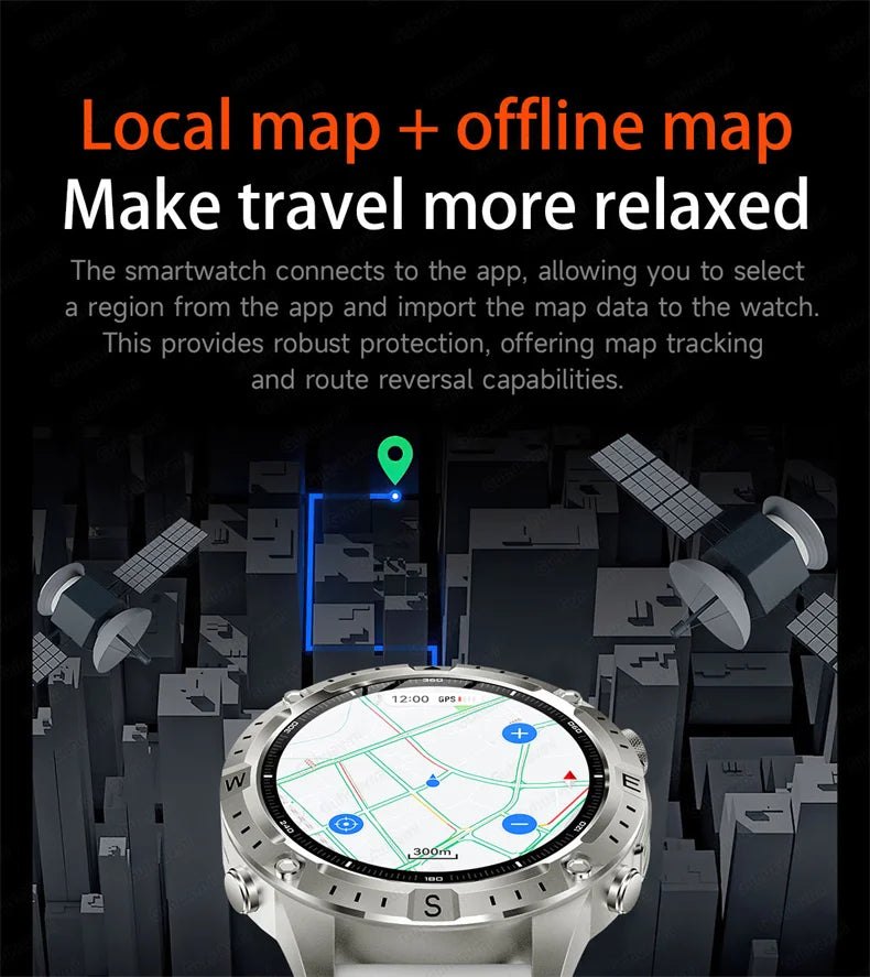 Smart Watch Men GPS Track 30 meters Swim Waterproof  Sports Fitness GPS Precise Positioning Offline Map 2GB Memory Smart Watchs