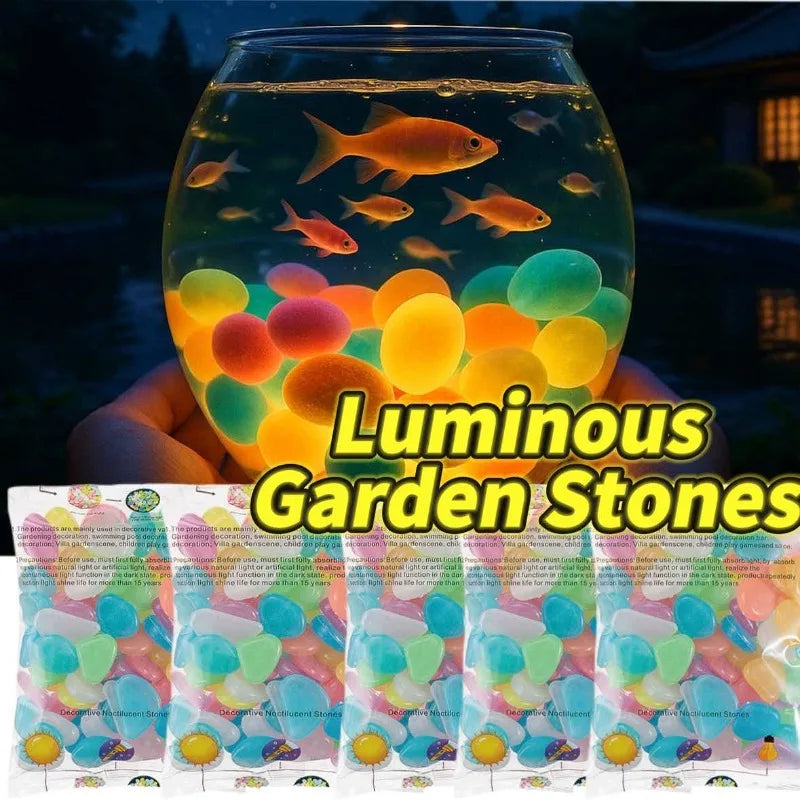 100-500pcs Glowing Garden Pebbles Glow in the Dark Non Toxic Reusable Luminous Stones For Garden Patio Aquarium DIY Decoration
