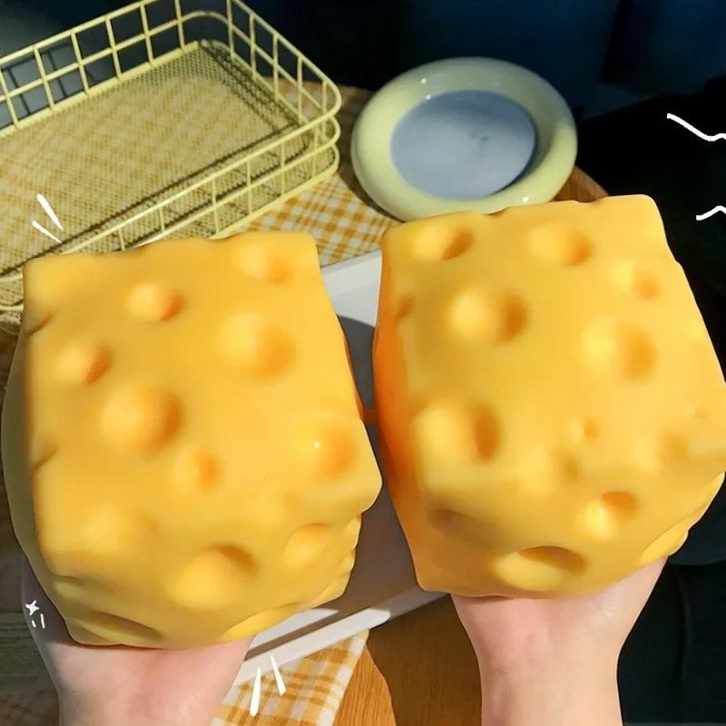Giant Cheese Squeeze Toy Extra Large Slow Rebound Squishy Fidget Toy Shapeable Venting Stress Relief Ball Gifts for Adults