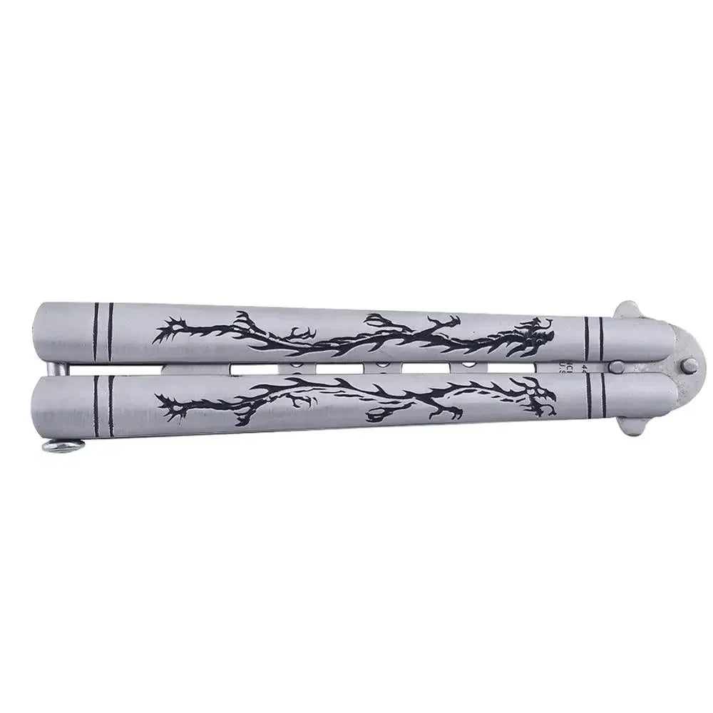 Outdoor Training Butterfly Knife Trainer  Stainless Steel Knife Folding Knife No Edge Dull Tool Combs Shape 56 HRC