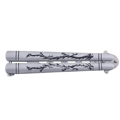 Outdoor Training Butterfly Knife Trainer  Stainless Steel Knife Folding Knife No Edge Dull Tool Combs Shape 56 HRC