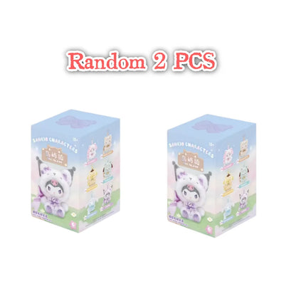 Sanrio Family Fox Island & Blue Flutter Series Vinyl Plush Blind Box Cute Cartoon Hello Kitty Kuromi Pendants Girl Bag Toy Gifts