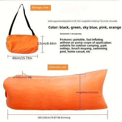 1PCS Outdoor Inflatable Lazy Sofa, Portable Camping Sofa Bed with Oxford Fabric - Lightweight Foldable Air Couch for Beach