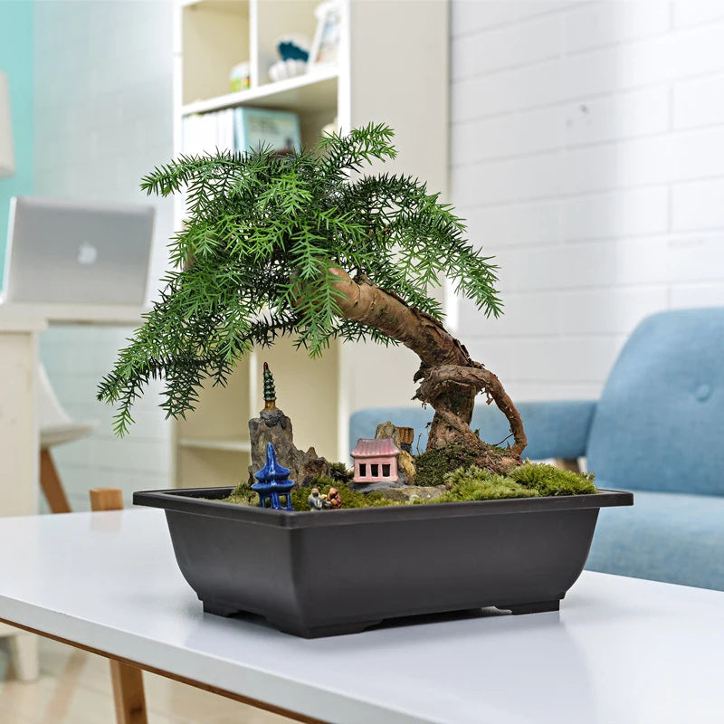 Rectangular Square Flowerpots Imitation Purple Clay Succulent Plants Pots Oval Pots Outdoor Garden Landscape Bonsai Pot Trays