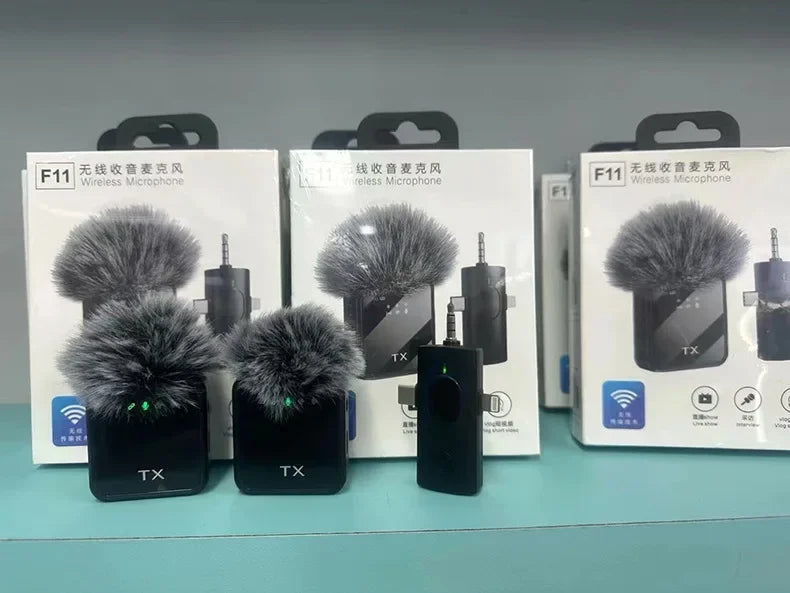 Hot selling new F11 3-in-1 F15 2-in-1 lavalier microphone 1-to-2 wireless lavalier microphone integrated microphone