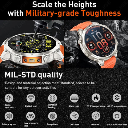 LIGE 2026 Nowy Męski Wojskowy Zegarek Smartwatch GPS Mapa Kompas Pamięć 4GB Bateria 1000mAh Wodoodporność 10ATM Rozmowy Bluetooth HD