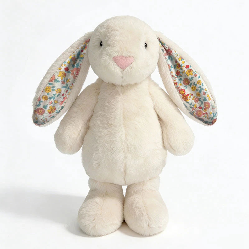 23cm Adorable Floral Bunny Plush Toy Huggable Soft Stuffed Rabbit Doll with Floral Ears Birthday Gift for Girl Plush Collectors