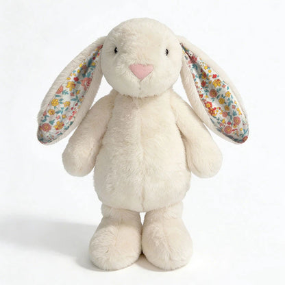 23cm Adorable Floral Bunny Plush Toy Huggable Soft Stuffed Rabbit Doll with Floral Ears Birthday Gift for Girl Plush Collectors