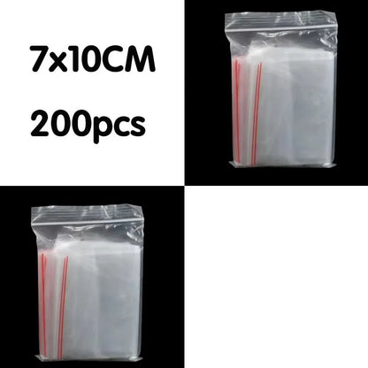 100/200/300pcs Small Zip Lock Plastic Bag Reclosable Transparent Bag Shoe Bag Vacuum Bag Poly Clear Bags Thickness 0.05mm
