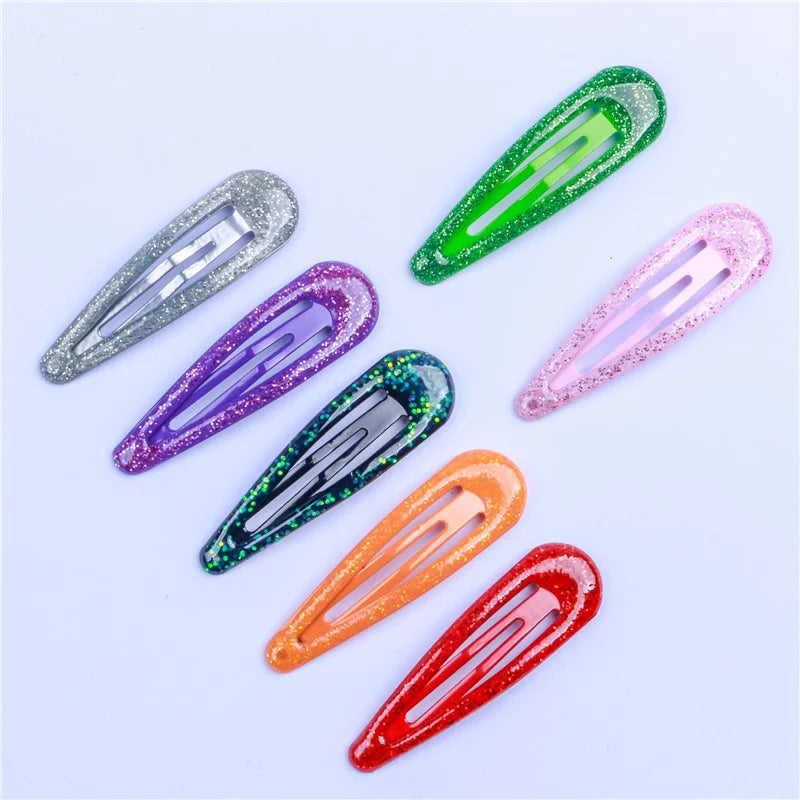 20Pcs/Lot Fashion Girls Hair Accessories Water Drip Oil BB Hair Clip Gold Powder Hairpin Glitter Barrettes Children Headdress