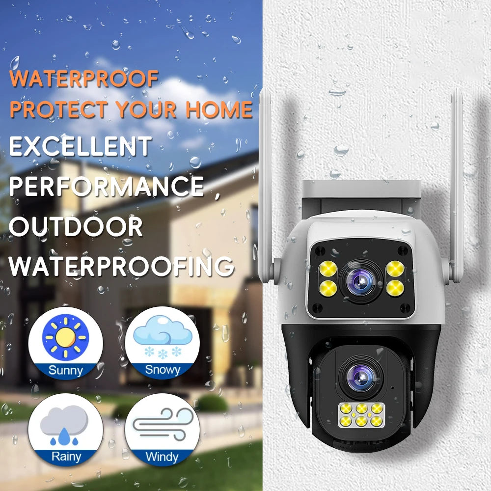 V380Pro 8MP 4G WiFi Dual Lens Dual Screen PTZ Camera IP66 Waterproof Human Detection Security Cam
