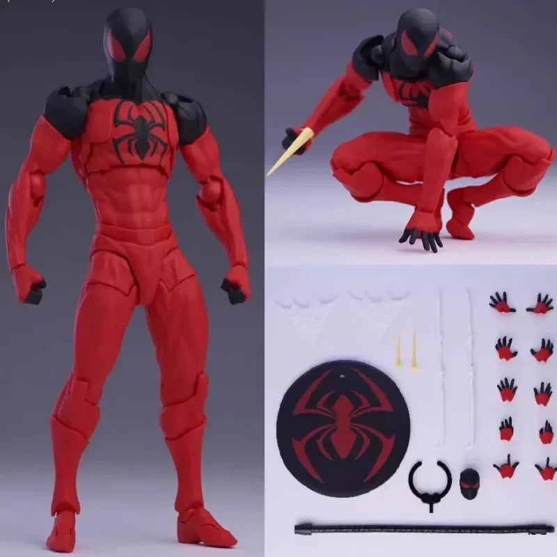 16cm MESS TOYS 1/12 Spider-Man Venom Symbiote Kaine Parker Scarlet Spider Black & Red Suit Action Figure Anime Model Toy Gifts