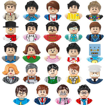 City character building block figure set, little block people, block accessories, engineer, doctor, firefighter, kids' toy