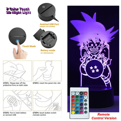 Dragon Ball Z Anime Figures Goku Vegeta Gohan Broly 3D Lamp PVC Action Figures Toys for Children Trunks Buu Super Saiyan Gifts