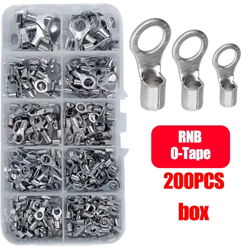 O/Y Type Copper Ring Fork Terminals Kit Insulation Cold-Pressed Terminal Electrical Brass Cable Wire Connector Crimp Spade Clip
