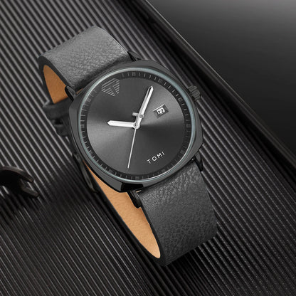 TOMI 3PCS Simple Business Men Watch Wallet Gift Box Set High Quality Classic Versatile Men Quartz Watch Clock Gifts Reloj