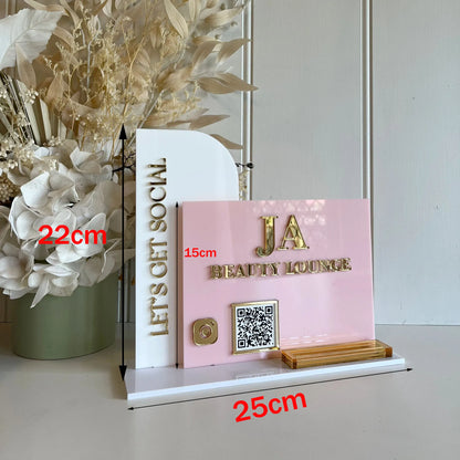 Personalized Multi QR Codes Sign Custom Logo Text Acrylic Stand for Small Businesses Payment Menu Gain Followers Hotel Reception