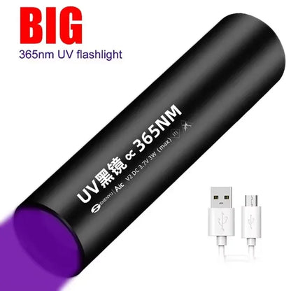 1/2PCS USB Charging Ultraviolet Flashlights UV Flashlight Blacklight Zoomable Torch Lamps Pet Urine Detector Hunting UV Light
