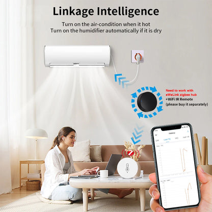 EWelink ZigBee Temperature Humidity Sensor Battery Powered Ewelink APP Control Home Environment Monitor works with Alexa/Google