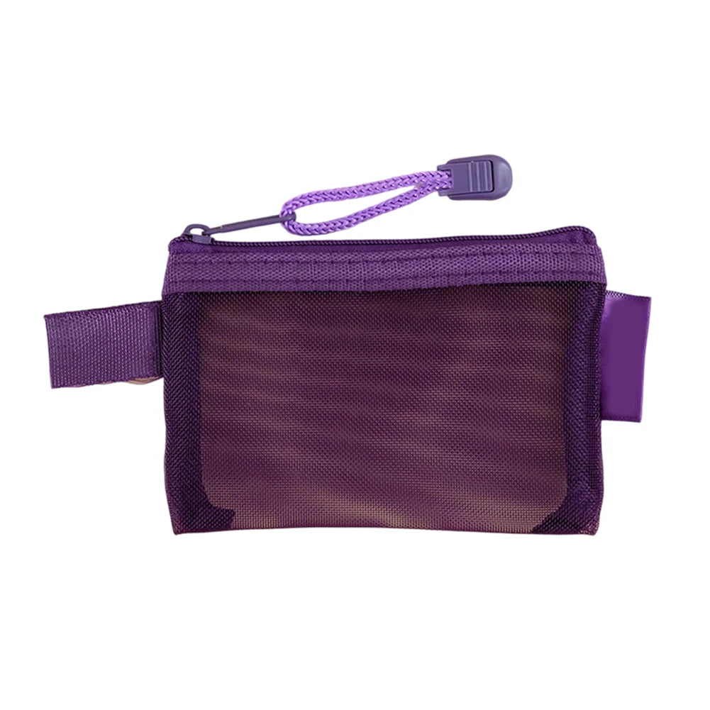 Zipper Mesh Bag Nylon Small Makeup Zipper Mesh Pouch Earphone Storage Bags Multi-purpose Square Bag Coin Bag