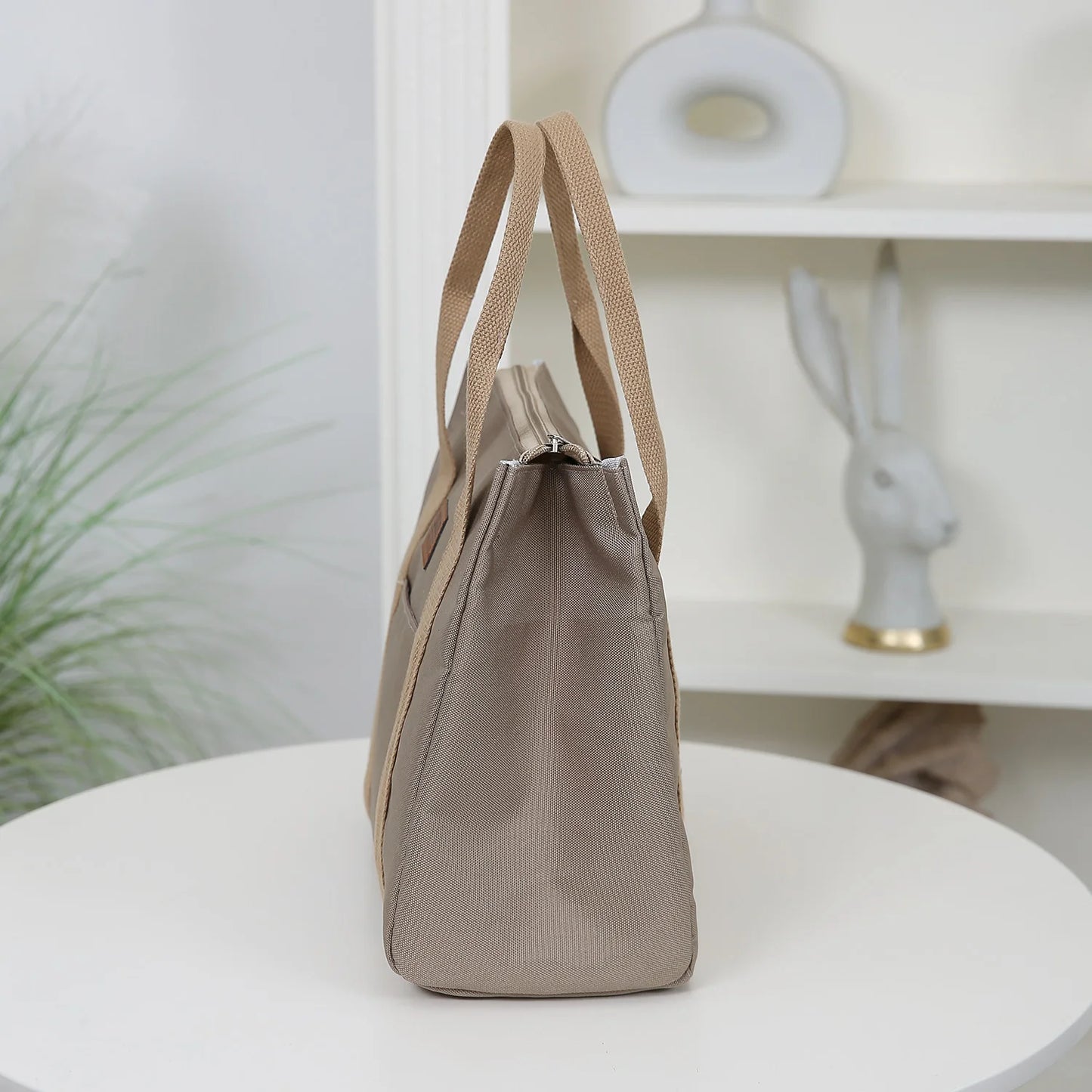 Solid Color Lunch Bag, Tote Bag with Foil Inner Zipper Closure Large Capacity Portable, Work, School, Utility Bag with Meals