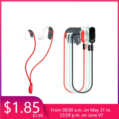 Anti Lost Rope Hearing Aid Adjustable Clips Rope Hearing Aid Clip Holder Hearing Aid Lanyard for Adults with Box 5 Colors