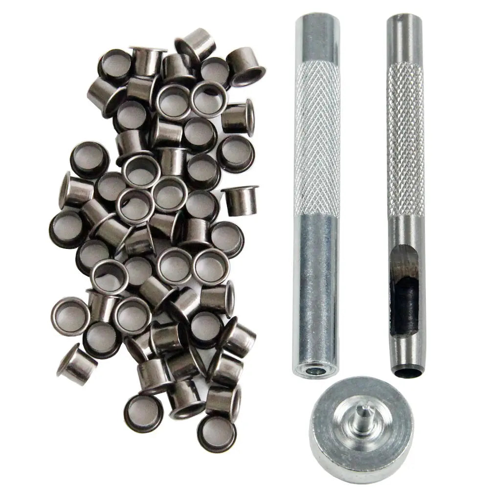 Eyelet Hole Punch Tool Kit  with 50 eyelets 6mm 7mm Gunmetal Finish for DIY Kydex Sheath Kydex Eyelet