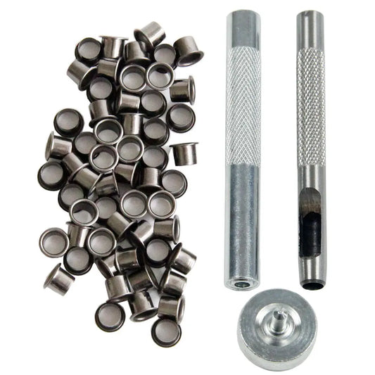 Eyelet Hole Punch Tool Kit  with 50 eyelets 6mm 7mm Gunmetal Finish for DIY Kydex Sheath Kydex Eyelet