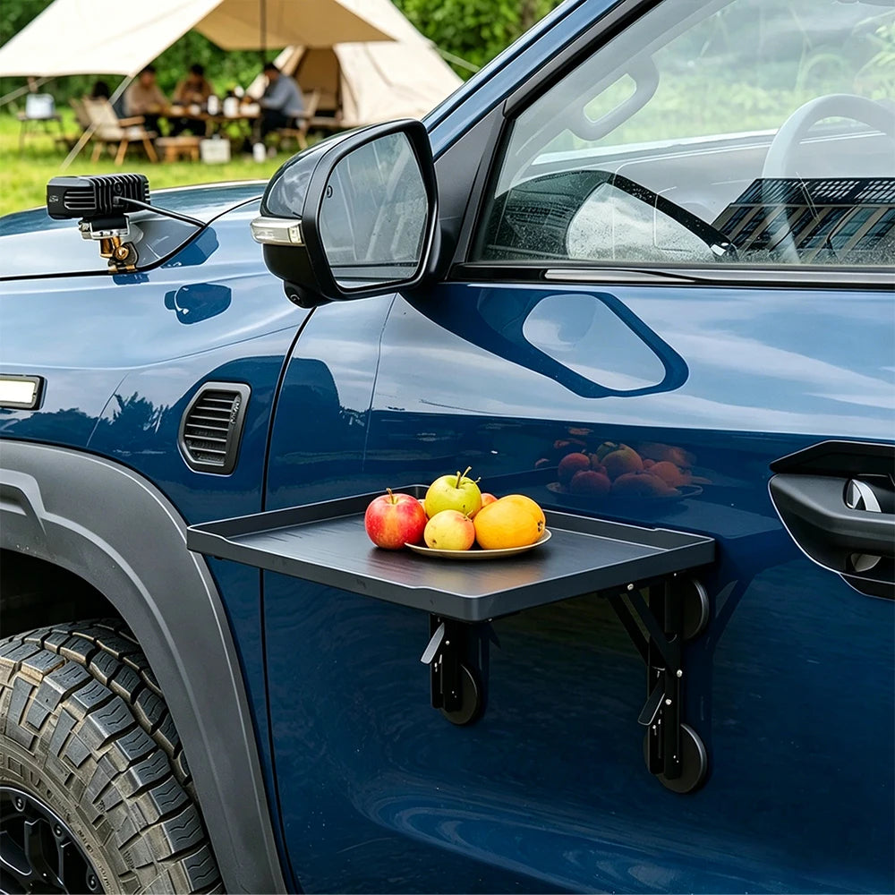 Magnetic Foldable Car Side Table Portable Suv Truck Door Mount Camping Tray Outdoor Picnic Folding Car Desk