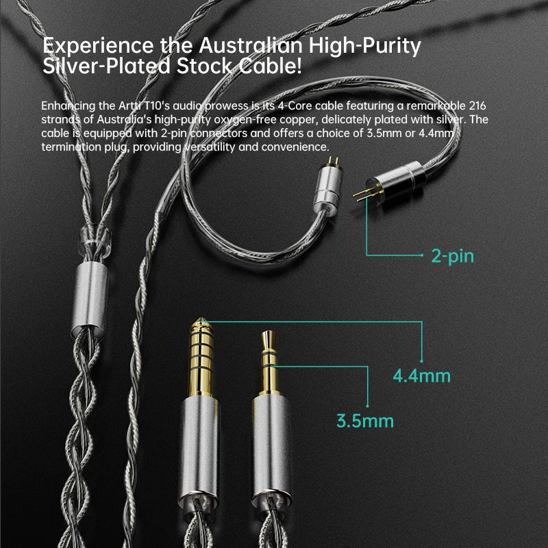 ARTTI T10&R1&R2 In-Ear HiFi Earphones Wired IEMs Monitors 14.2mm Planar Driver Textured Bass 0.78mm 2pin & 3.5MM/4.4MM Connector