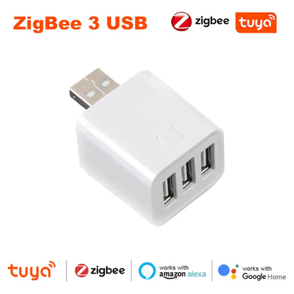 Tuya WiFi/Zigbee Mini Smart USB Adapter Plug 1/2/3 Gang Smart Life APP Timing DIY ON/OFF Controller Works with Alexa Google Home