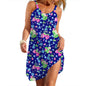Korean Style Flower Woman Slip Dress Summer Lady Trend Streetwear Casual Clothes Sleeveless Skirt Women's Loose A-line Dresses
