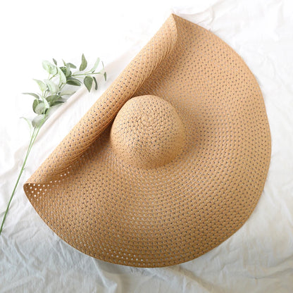 70cm Oversized  Wide Brim Sun Hat Travel  Large UV Protection Beach Straw Hats Women's Summer Floppy Foldable Chapeaux Wholesale
