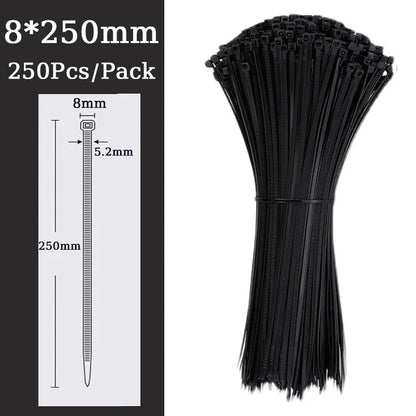 Self-locking plastic nylon tie Black 5x300mm cable tie fastening ring 8*500mm cable tie zip wraps strap nylon cable tie 5*300mm