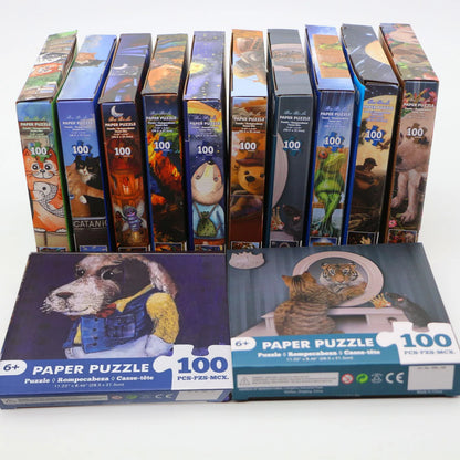 100 Pieces Jigsaw Puzzle Assembling Picture Catanic Animals Decompression Puzzles Toy for Adult Children Kids Educational Gifts