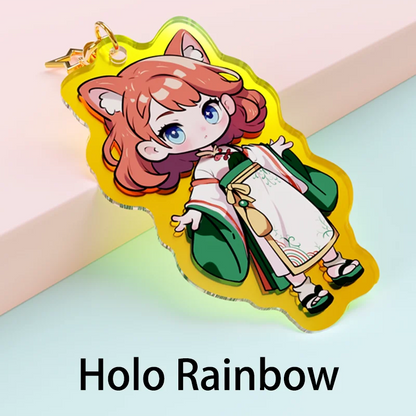 Custom Acrylic Keychains Cartoon Logo Key Chains Photo Customized Anime Charms Hologram Clear Personalized Designer Keychain