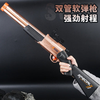 S686 Double-barreled Shotgun Soft Bullet Gun  Toy Gun Two-shot 63cm Shotgun Model Manually Loaded