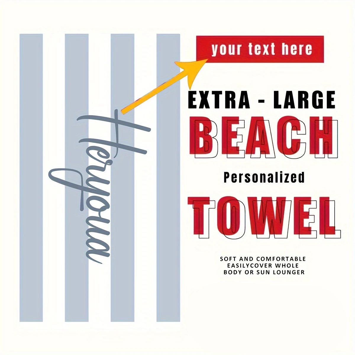 Personalized Striped Beach Towel Custom Name/Logo Microfiber Towel Thin Quick Dry Absorbent for Beach Swimming Yoga Bath Sports