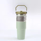 30oz Large Capacity Portable Car Cup Stainless Steel Thermos Cup with Straw & Handle Travel Sports Water Bottle Vacuum Flask