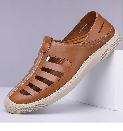 Men's Hollow Out Loafers, Summer Comfort Soft Sole Slip-On Casual Shoes, Anti-Slip Breathable Clog Sandals-HT619