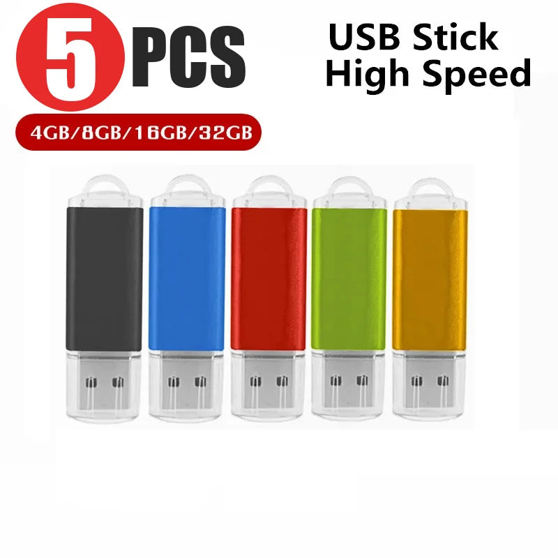 5PCS/Lot New Usb Fash Drive 64GB 32GB 16GB 8GB 4GB 1GB Pen Drive флешка Flash Drive Waterproof U-Disk Memoria Cel Usb Stick Gift