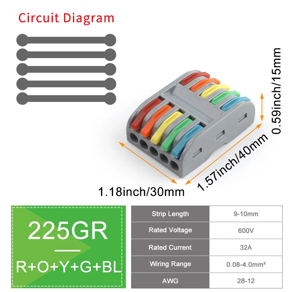 DIY GO 25PCS Universal Compact Fast BUTT Wire Connector Push-in Lever Splice Terminal Block 2/3/4/5 Pin Home LED Lighting Wiring