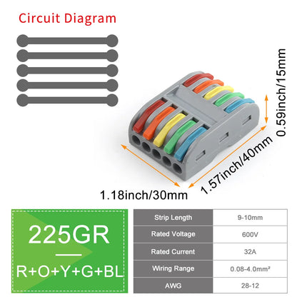 DIY GO 25PCS Universal Compact Fast BUTT Wire Connector Push-in Lever Splice Terminal Block 2/3/4/5 Pin Home LED Lighting Wiring