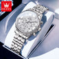 OLEVS 3669 Original Chronograph Quartz Wristwatch for Lady Calendar Waterproof Steel Strap Elegant Dress Women's Watches