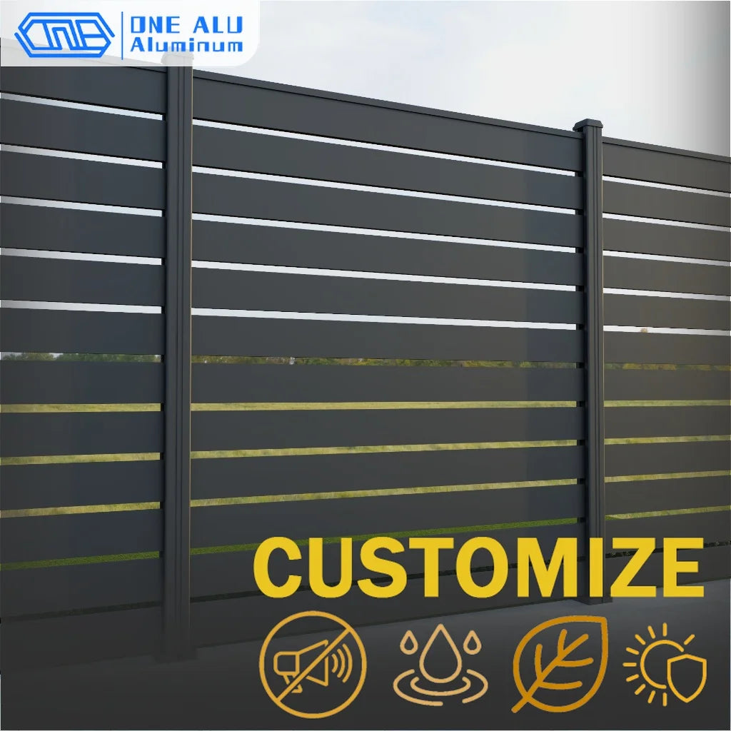 Modern Aluminum Privacy Louver Slat Fencing Panel Powder Coated Garden Fence Boundary Wall for Yard Balcony Patio Outdoor