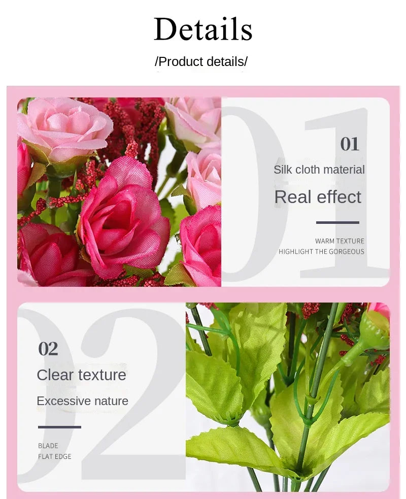 Simulated Rose Bouquet Home Decoration Small Rose Camellia Wedding Decoration Artificial Flowers Garden Decoration